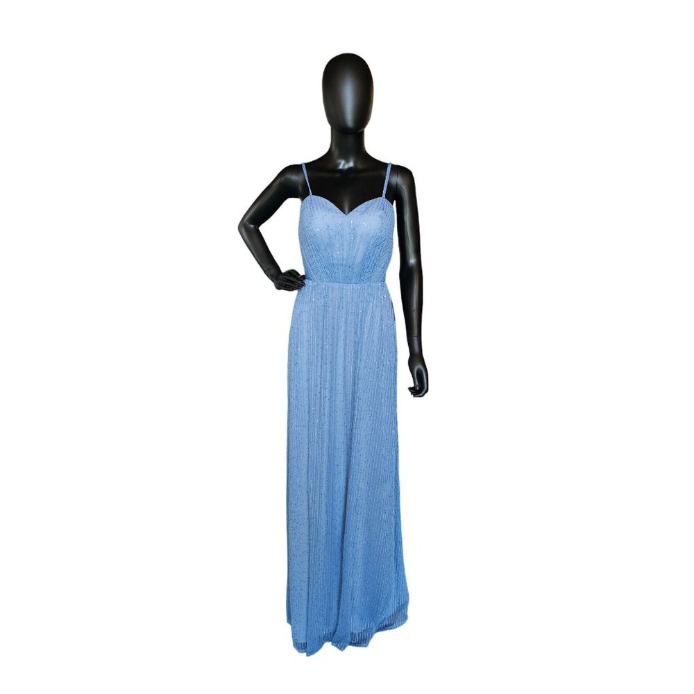 Bari Jay Blue Sequin Spaghetti Strap